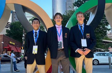 Senior Joseph Denklau and juniors Derrien Gatchel and Matt Freedman stand in front of the Olympic Rings in Olympic Park. They stayed in the Atlanta, Ga.s heart, allowing them to attend a variety of local events and visit tourist attractions. “We walked everywhere. We started the first night walking 1.5 miles to Waffle House because Matt put in the wrong location for our order. It sounds like an inconvenience, but honestly, that showed us where everything around the city was since it’s all relatively close together. It set off the trip with a good feel of the city,” Gatchel said. 