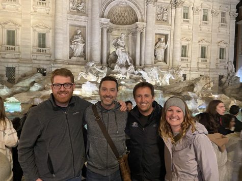 Posing before the Trevi Fountain in Rome, Latin teachers Matt Pikaard, Jason Tiearney, Tom Herpel and librarian Lauren Reusch interlock arms. The four acted as chaperones during a trip to Italy over spring break of the 2021-22 school year: an opportunity offered to Latin students every other year. “Enrollment numbers are now reliant on high school students. I have to change what I [do to promote Latin] because middle schoolers have no access to anyone who knows about Latin after this year. How do I explain how Latin looks to middle schoolers? How does the advertisement for Latin at the high school show itself? Having to problem solve with that has been a challenge,” Herpel said.