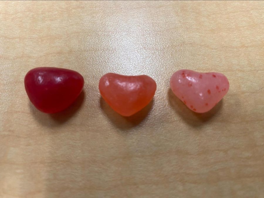Jolly Ranchers heart shaped Valentines candy.  