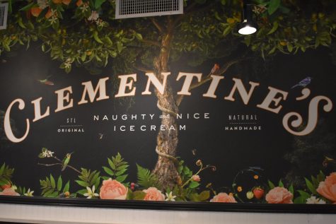 The mural inside of Clementine’s greets customers as they enter the storefront. 