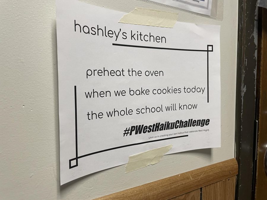 Culinary+teacher+Katie+Hashley+receives+two+haikus+around+her+door.+Student+writers+chose+to+highlight+the+wafting+scents+and+spice+concoctions+created+in+the+kitchen.+%E2%80%9CI+love+that+the+students+chose+to+write+haikus+about+our+class+because+especially+if+it%E2%80%99s+a+former+student%2C+it+lets+me+know+that+they+really+enjoyed+taking+the+class%2C%E2%80%9D+Hashley+said.+%E2%80%9C%5BThe+haikus%5D+were+completely+true.+When+we+bake+cookies%2C+the+whole+school+does%2C+in+fact%2C+know.+In+my+mind%2C+it%E2%80%99s+free+advertising+for+students+to+take+the+class.+It+also+made+me+really+happy+because+when+we+make+cookies%2C+it%E2%80%99s+always+a+really+fun+day+for+students.%E2%80%9D