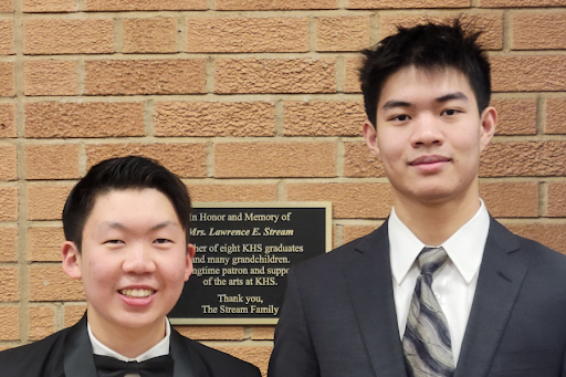 Dressed and ready to create melodies, junior Andrew Son and senior Nathan Zhou prepare to play at the St. Louis Suburban Music Educators Association (SLSMEA) All-District Band concert. The concert, held at Kirkwood High School, was a journey that led them to the Missouri All-State Band. “Playing with my peers not only from our school but from other schools in the district amplifies not only the music but also the enjoyment and the passion,” Son said.