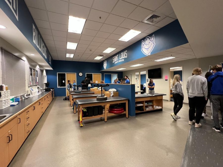 Spark! Sports Medicine students visit the trainers’ office at St. Louis University.
