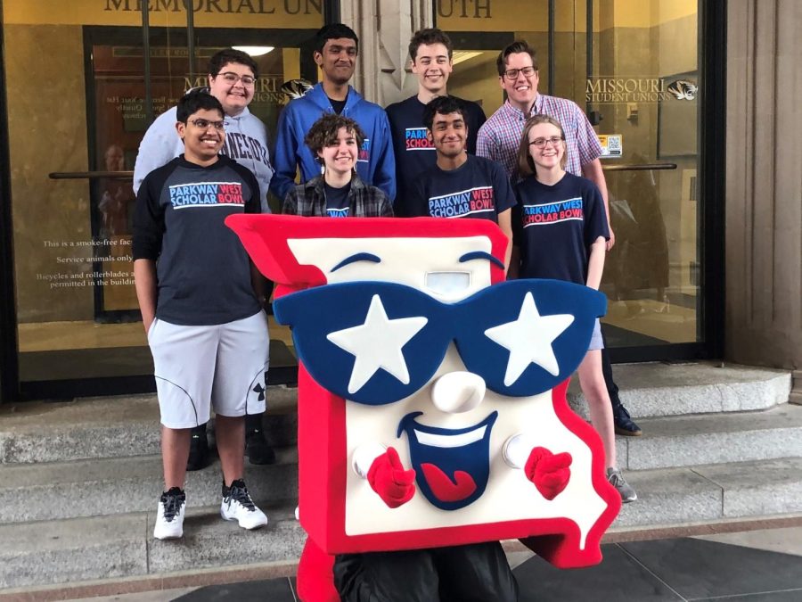 Prior to their State final round, A Team ran into Mo the mascot, smiling for a picture. With half of A Team graduating this year, senior Owen Arneson hopes that their State title will attract more people to the program. “No matter what you show up there to do, as long as you have a positive attitude and have a good time, [you’ll] be fine because you can compete as seriously or casually as you want,” Arneson said.