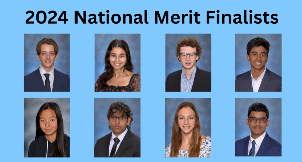 The 2024 National Merit Finalists: Starting from top left, Michael Emerson, Audrija Ghosh, David Hawiger, Rajeshwar Jaladi, Serena Liu, Aristuto Paul, Norah Rutkowski, Santosh Sahoo. 