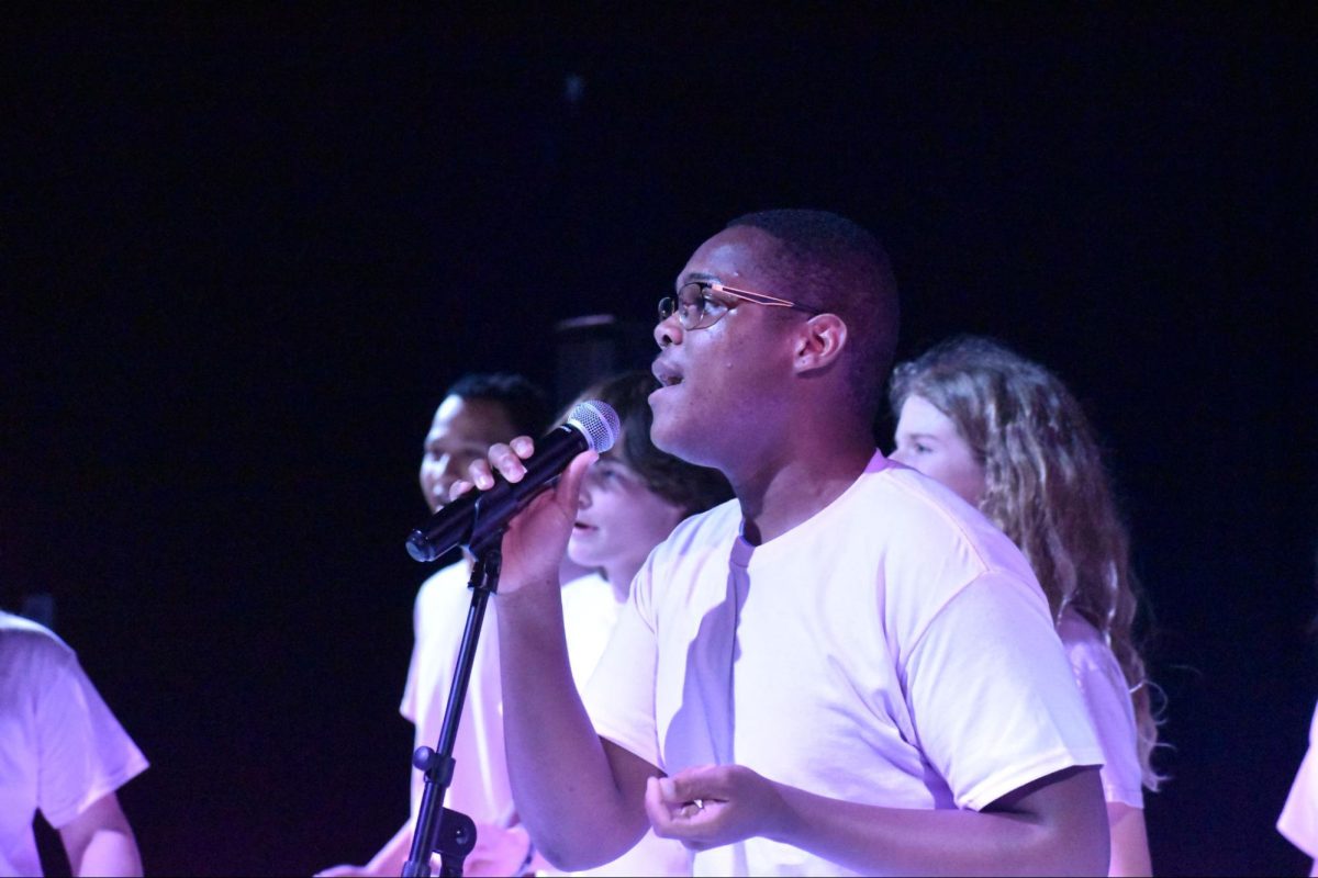 During his choir’s rendition of “My Girl” by The Temptations, freshman Trent Young takes front and center for his solo. Though it was his first time performing in front of a large audience, Young is not a rookie to music. “I love singing. Growing up in church, Ive been singing my whole life, so its not really new to me and singing has always been my passion. I love pretty much all genres,” Young said.