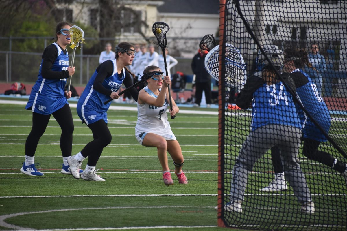 Running+towards+the+goal+on+her+8-meter+shot%2C+senior+Amy+Rein+focuses+on+getting+around+her+defenders.+The+varsity+girls+lacrosse+team+played+against+Westminster+Christian+Academy+on+April+4+and+lost+4-9.+%E2%80%9CThe+most+challenging+part+of+the+game+for+me+was+getting+the+ball+back+when+we+were+playing+defense.+I+am+a+midfielder+so+I+play+both+attack+and+defense.+When+we+were+playing+defense%2C+we+had+some+trouble+getting+the+ball+down+the+field+without+turning+it+over%2C%E2%80%9D+Rein+said.+%E2%80%9CWe+overcame+this+by+being+persistent+and+trusting+in+each+other.+Even+though+we+still+made+a+lot+of+mistakes+and+it+was+kind+of+a+frustrating+game+to+lose%2C+it+gave+us+a+lot+of+lessons+to+learn+from.+Now%2C+for+the+rest+of+the+season%2C+we+know+what+it+takes+and+we+are+hungry+to+win+our+next+games.%E2%80%9D+