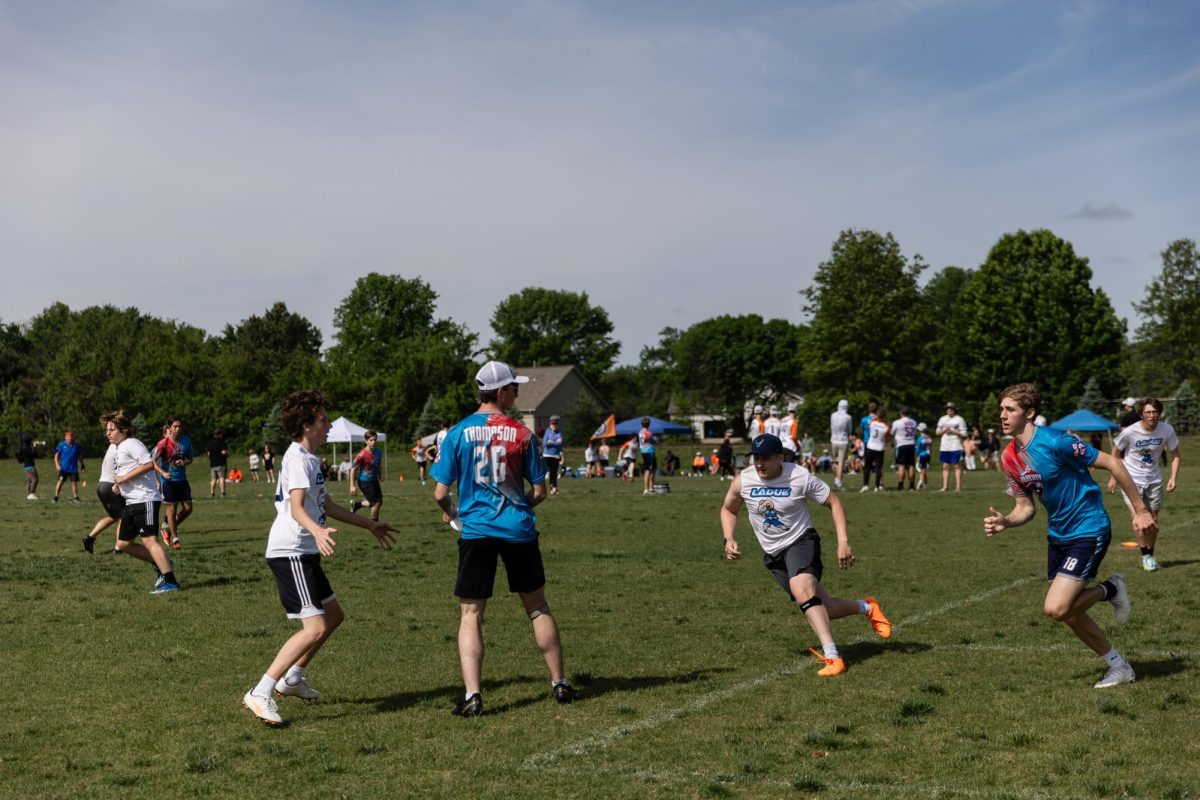 Holding the disc, senior Nathan Thompson waits for an opportunity to pass to senior Timmy Fry. Parkway United’s ultimate frisbee team is made up of students from each of the four Parkway schools. “The one thing I really like about ultimate [frisbee] is the community because it’s so different from any other sport I've been a part of. [My] national teammates are people who we play against in the regular season, so we see each other all the time. It's always fun hanging out with [them],” Thompson said.