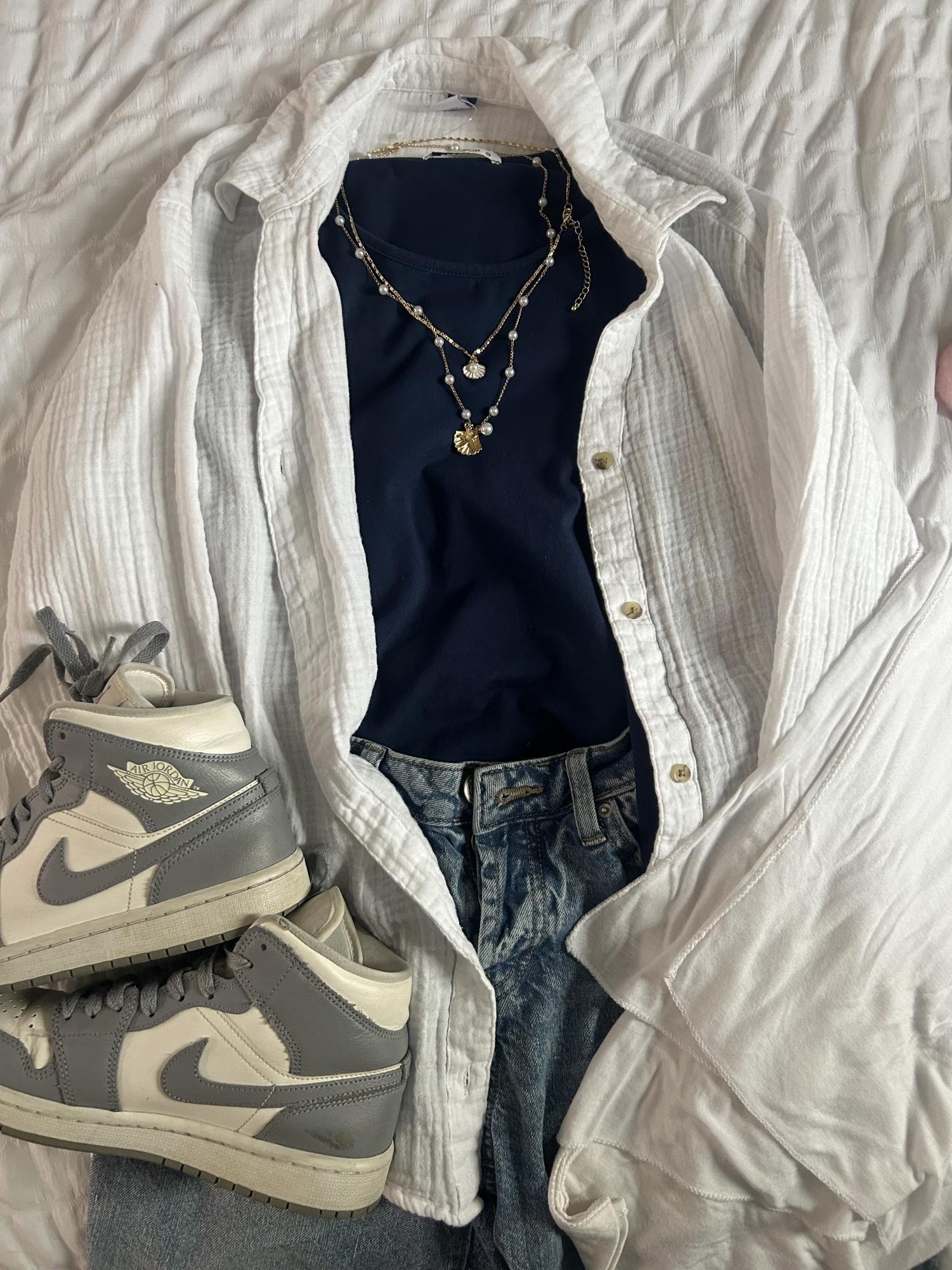 Blue and white outfit