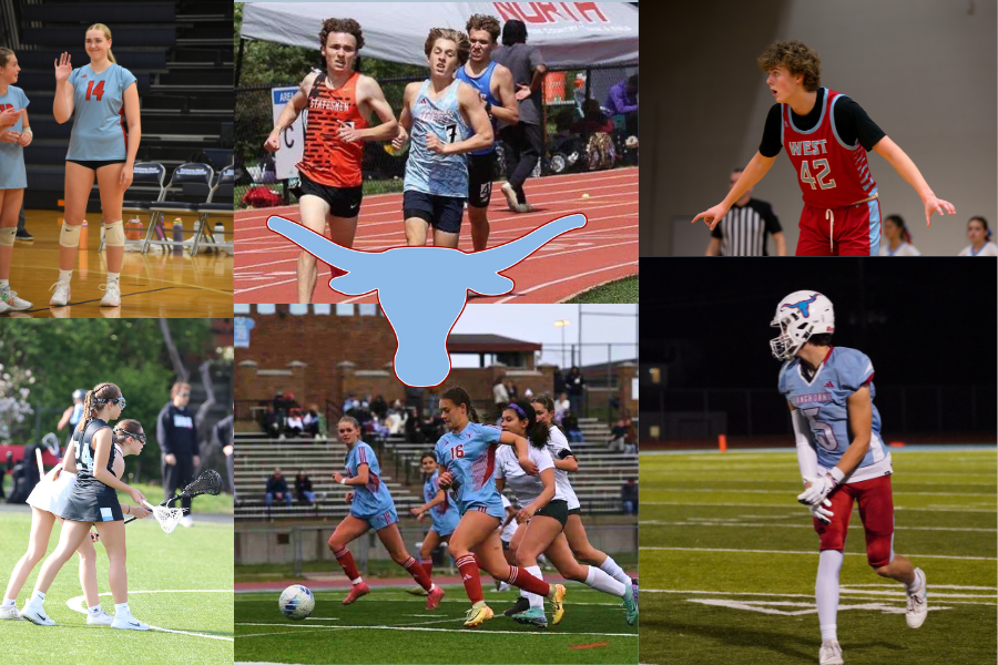 Working hard and focusing on the game, juniors Katie Byergo, Leyton Usry, Annie Deckelbaum, Wade Patten and freshman Greyson Smith lock in on their sport. ¨I love home games because I can always feel the energy from the crowd,¨ junior Leyton Usry said.

