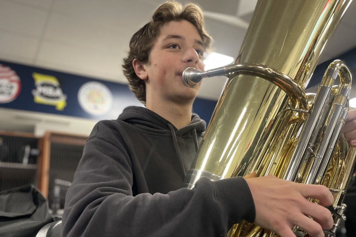 ”[Tuba is] the path that I've led down. I remember I wanted to play french horn, but I wasn't really very good at it, so I switched to something with a bigger mouthpiece, and that helped me. I think [the music I listen to has] kept me pretty open as a person, and open to a lot of new perspectives. [Through] listening to a lot of different kinds of music, I can understand a lot of people. Music also calms me down a lot, so I think it's helped me be a better person. My faith has been driven a lot by music. I like listening to gospels as well. Like in church, we sing a lot of songs and listen to a lot of music, and I think it really connects with me. My original dream, when I grew up, was to have my own band, perform gigs and write music, and that still is my dream. I've been doing a lot of college searching, and I'm trying to find which major I'm going to choose. My ultimate goal is to have a band and play. I hope to one day make some gospel music to glorify God. That'd be really cool.” - Zac Card, 10