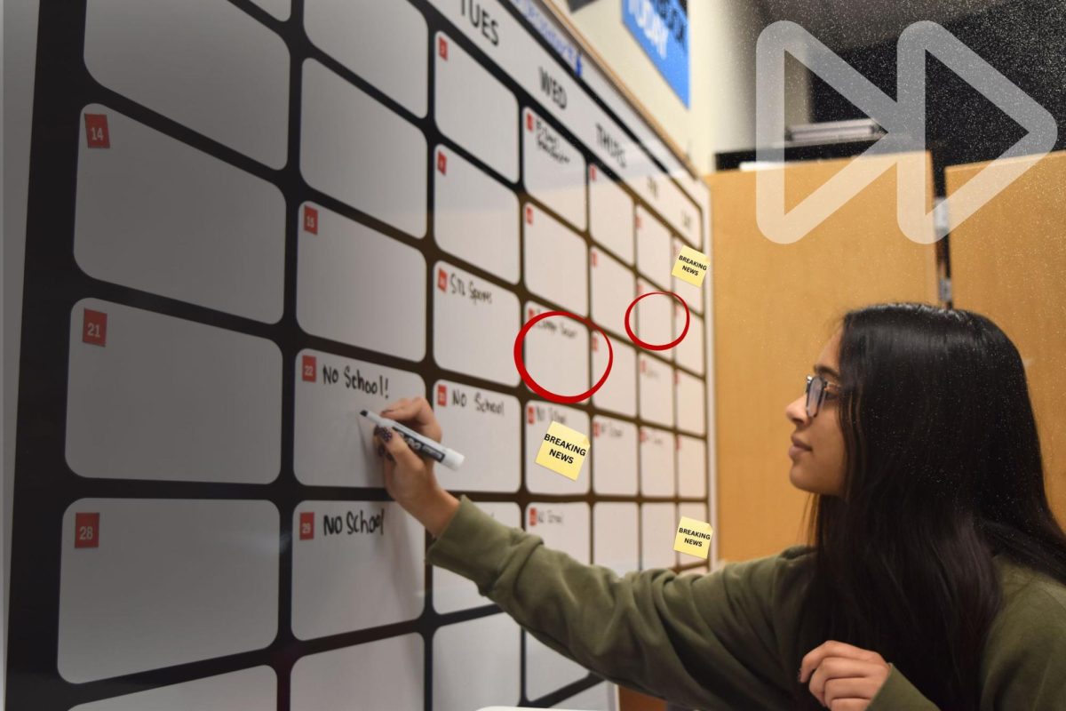 Sophomore Raaga Golla writes on a calendar with the newspaper team’s schedule. Golla, the Humans of West editor, has taken the lead on creating a posting schedule for her section. “Being Humans of the West editor and working with the editorial staff has taught me so much, both about journalism and myself. I’m really looking forward to the new things I’ll learn in the next semester,” Golla said.
