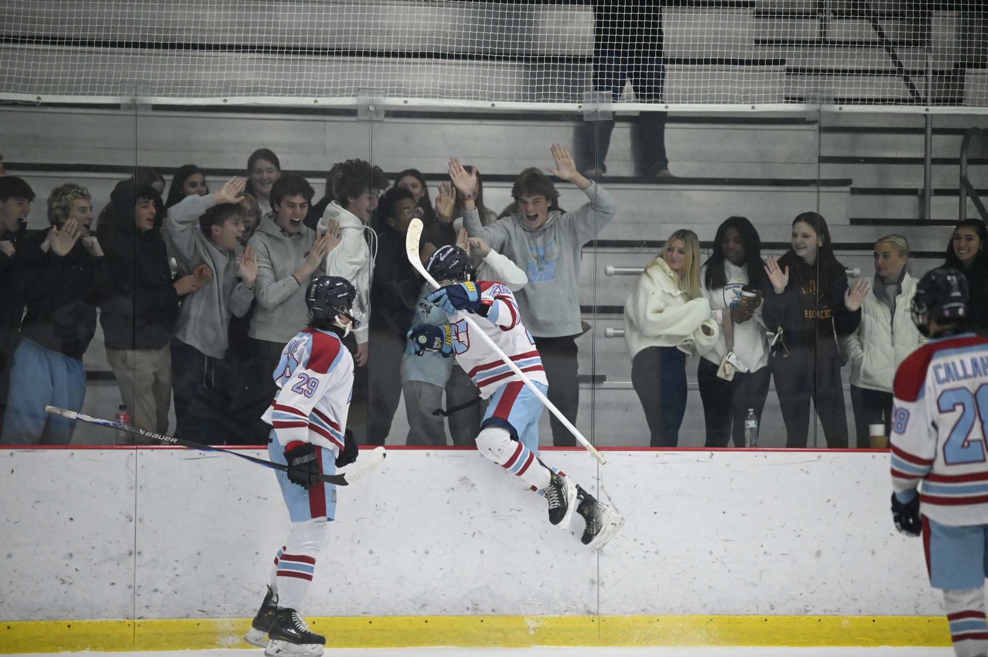 Slamming into the boards after scoring against Lafayette High School on Nov. 10, defenseman and senior Parker McNichols became the leading goal scorer for Parkway West in the 2025-2026 season. McNichols has been training both on and off the ice since the end of the last season. “My scoring feels good, but it's not just me scoring the goals. I have my guys assisting me and helping me get the job done,” McNichols said.