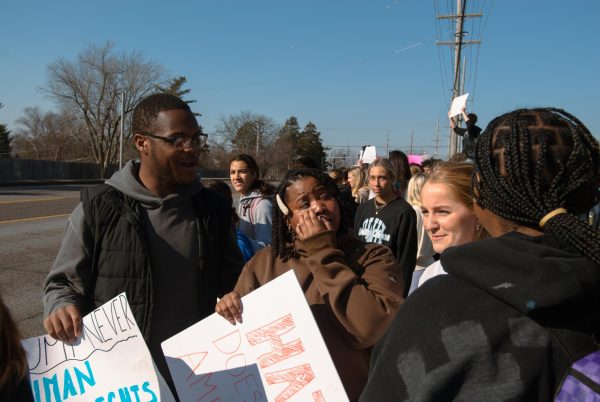 During a student-led walkout on Feb. 10 protesting recent actions by ICE, senior Kamori Berry became emotional at the turnout of students. Berry assisted with the coordination and planning of the walkout in the days leading up to the event. “We didn't think a lot of people were going to [show up], and when we [got there], it just made me emotional [at] how many people [were] supporting what we were doing. I was really proud of the student body and what they were doing,” Berry said.