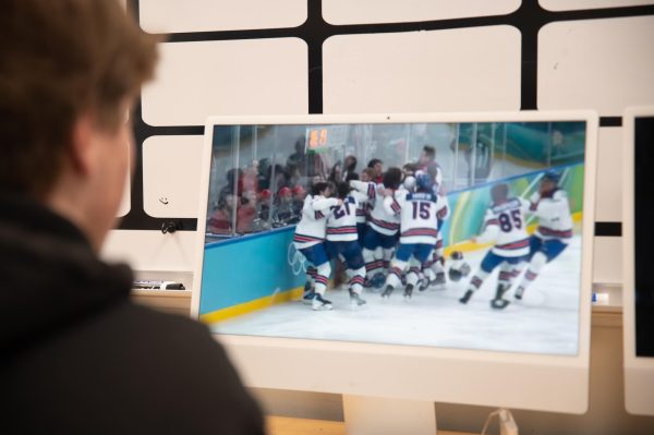 Reflecting on the moment that the United States Men’s Hockey team won gold in an intense match against Canada, junior Connor Boles rewatches the clip. The United States sealed a 2-1 win over Canada in a close match on Feb. 22. “I remember jumping up off the couch early that morning, watching Jack Hughes score that goal. I'm glad I woke up early that Sunday,” Boles said.